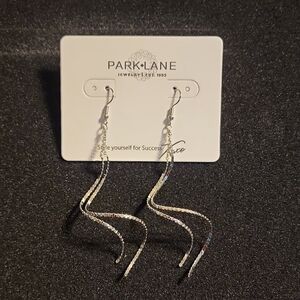 Park Lane Shimmering Silver Wavy Drop Earrings